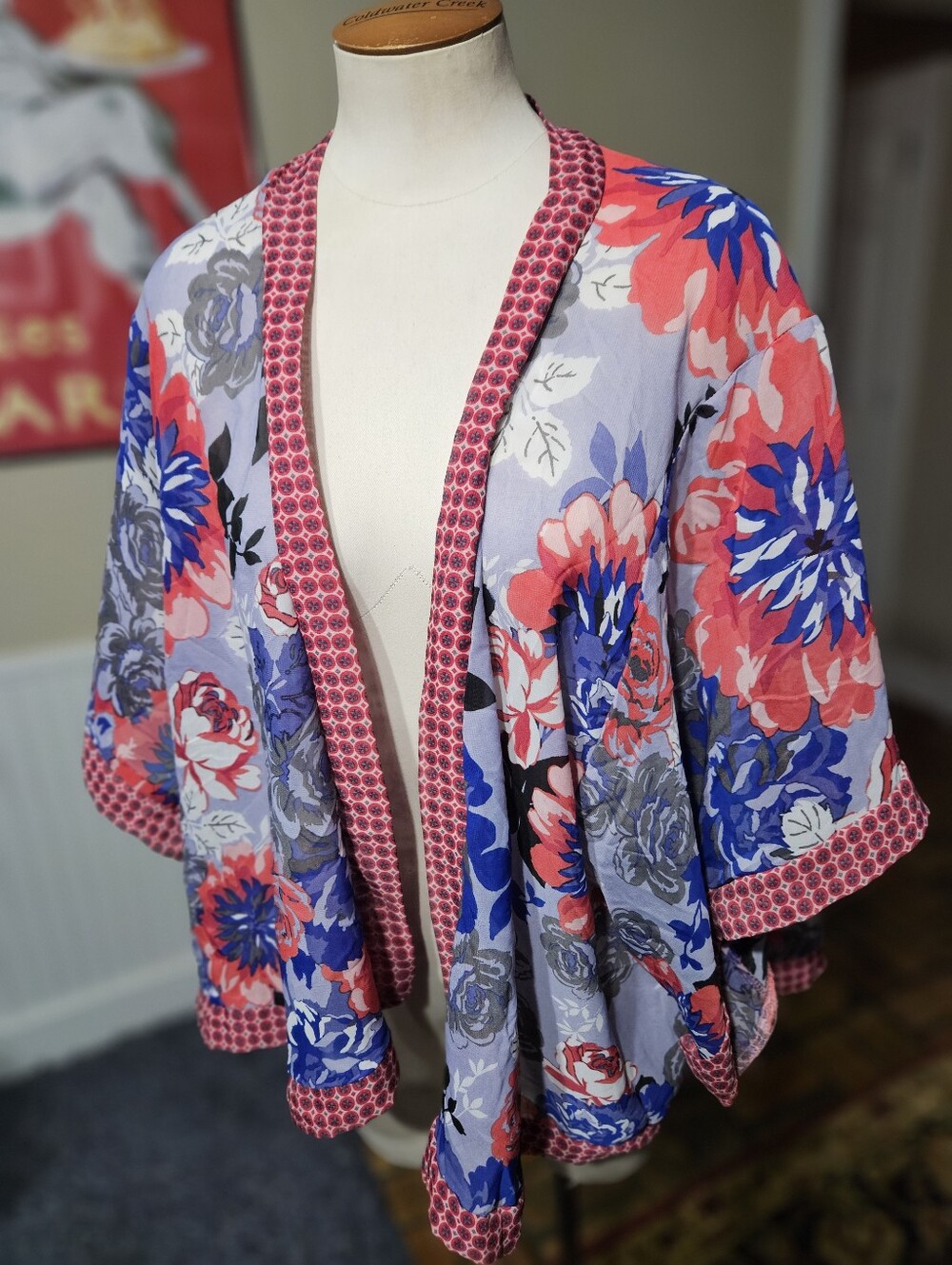 New Directions Floral Kimono Top 1X